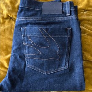 Alexander McQueen Navy Blue Skinny Fit Denim Jeans with Contrast Stitching